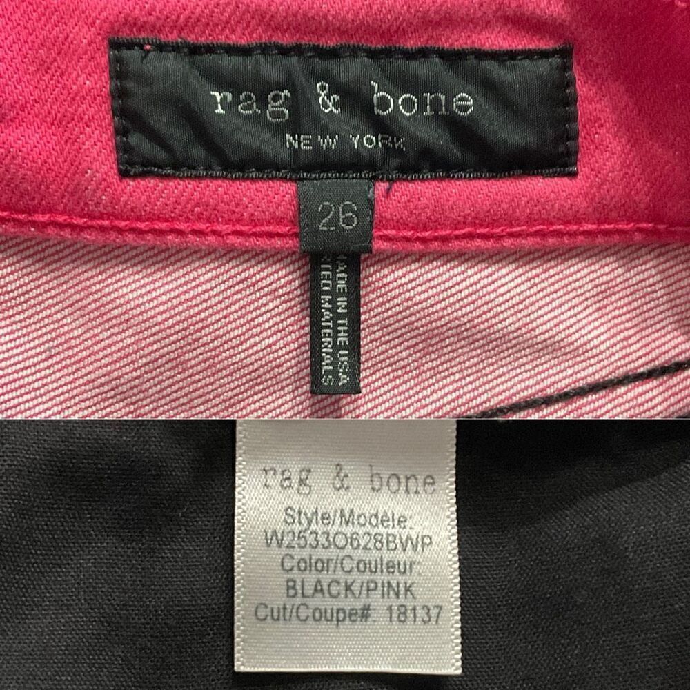 Rag & Bone Custom Cutoff Black Pink Ash Mom Denim Jean Shorts 26 - Picture 5 of 6